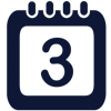 Kalender Icon mit einer abgebildeten Zahl drei.